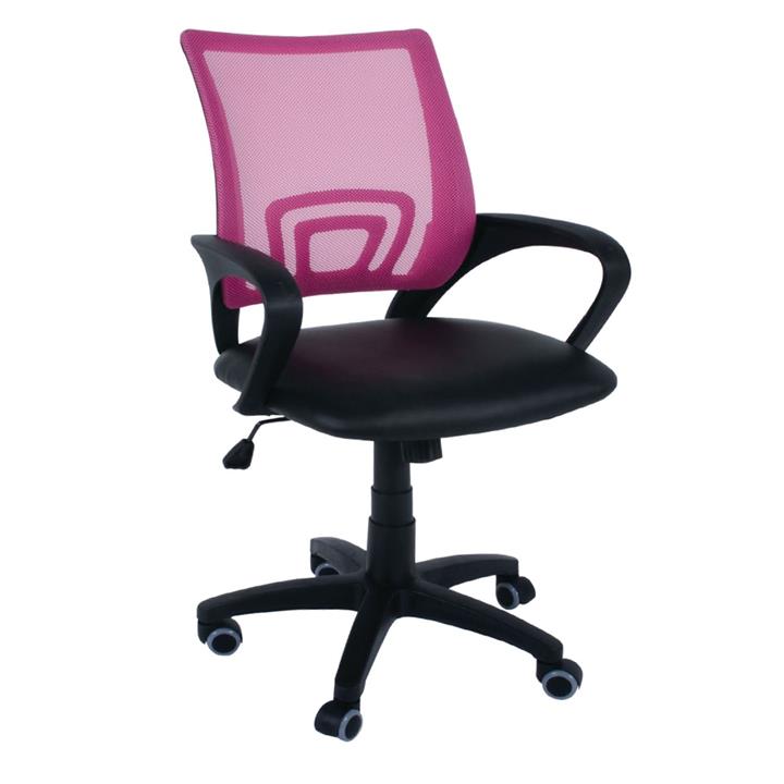 BF2101 Πολυθρόνα-Pro Γραφείου με Ανάκλιση, Ροζ Mesh - Μαύρο PU