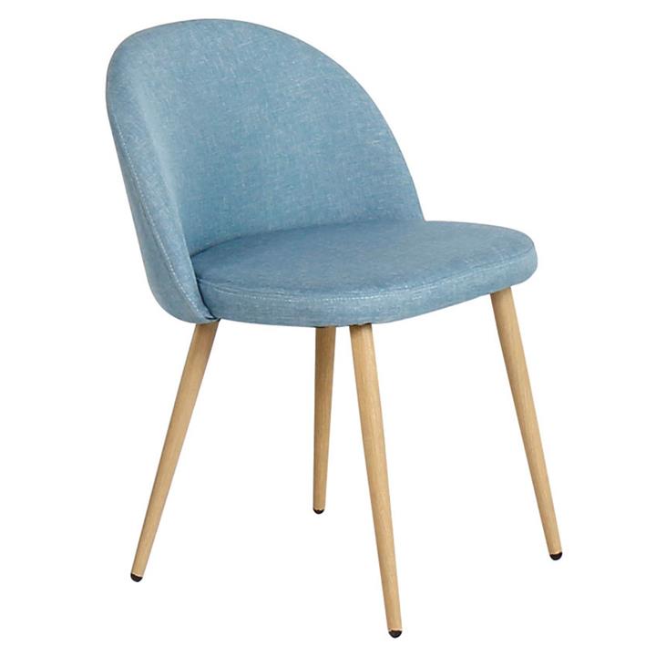 BELLA Καρέκλα Τραπεζαρίας, Μέταλλο Βαφή Φυσικό, Ύφασμα Απόχρωση Light Blue