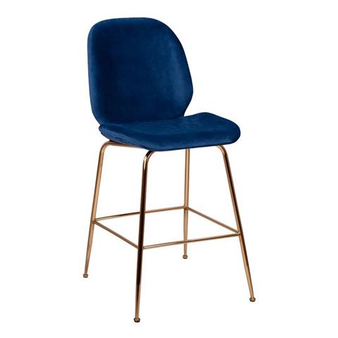 Bar Stool Nora Velvet Blue & Gold Metallic Frame HM8524.08 48x61x103cm