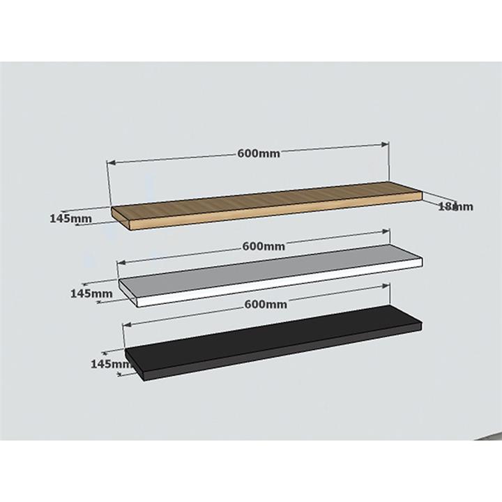 Ραφιέρα τοίχου Edna pakoworld σετ 3τεμ τρίχρωμη 60x14.5x1.8εκ