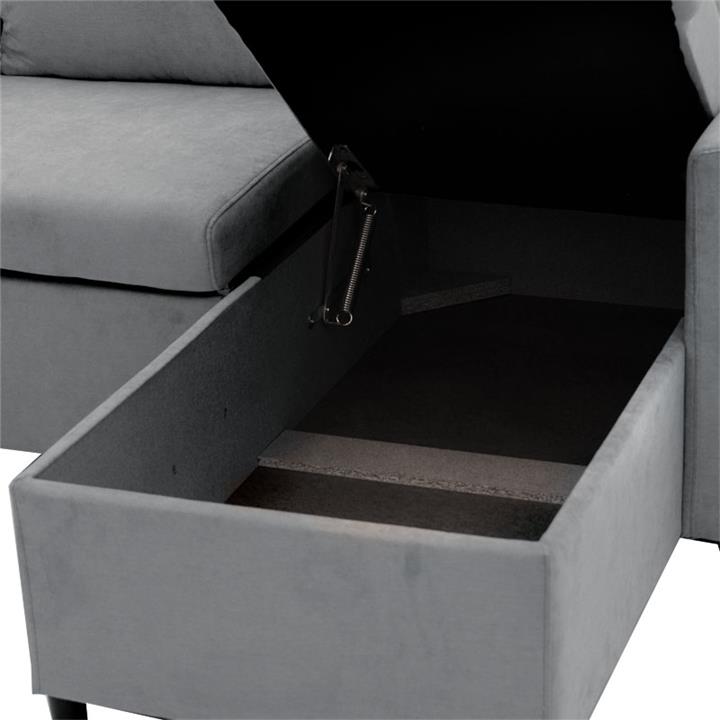 Corner sofa-bed reversible Lilian pakoworld fabric grey 225x148x81cm