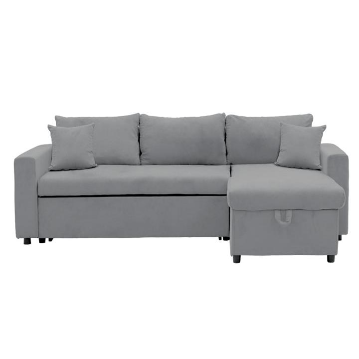 Corner sofa-bed reversible Lilian pakoworld fabric grey 225x148x81cm