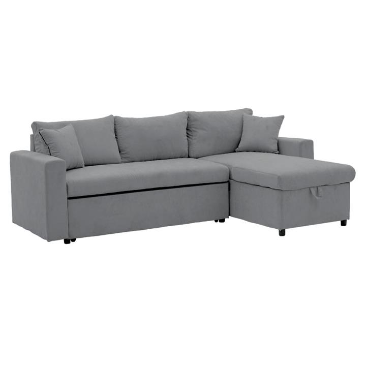 Corner sofa-bed reversible Lilian pakoworld fabric grey 225x148x81cm