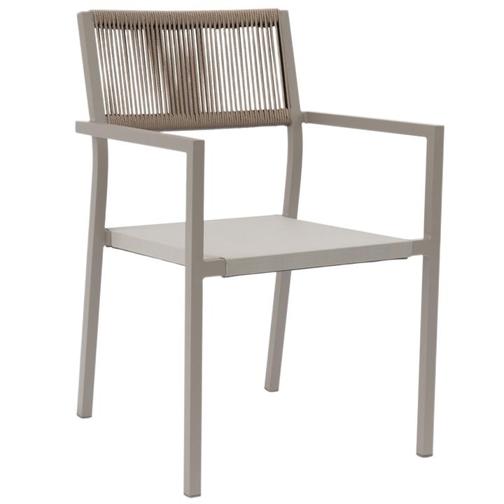 ARMCHAIR ALUMINUM PROFESSIONAL CHAMPAGNE-COLORED WITH PE RATTAN BACK 57x61x83Hcm.HM5893.03