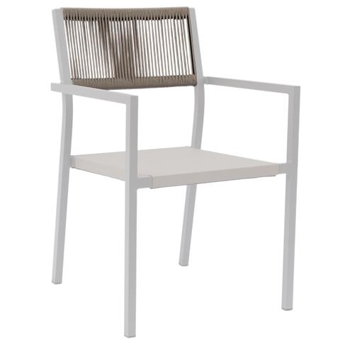 ARMCHAIR ALUMINUM PROFESSIONAL WHITE WITH PE RATTAN BACK 57x61x83Hcm.HM5893.02