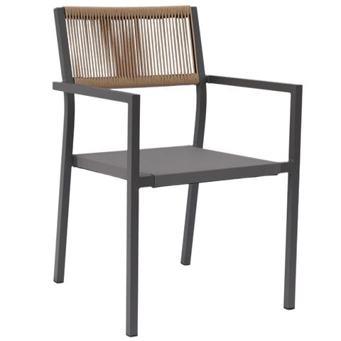 ARMCHAIR ALUMINUM PROFESSIONAL ANTHRACITE WITH PE RATTAN BACK 57x61x83Hcm.HM5893.01