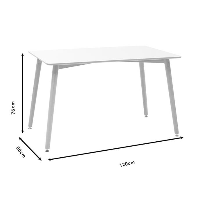 Dining table Cuba pakoworld MDF color grey cement-black 120x80x76εκ