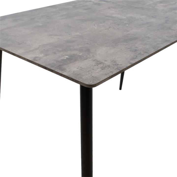 Dining table Cuba pakoworld MDF color grey cement-black 120x80x76εκ