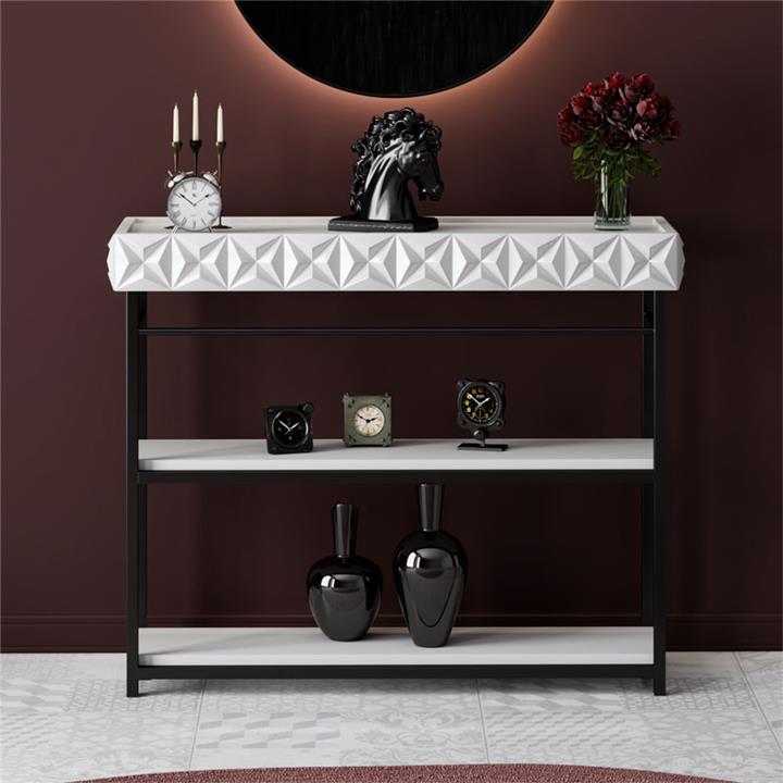 Sideboard PWF-0629 pakoworld white-black color 102x32x83cm