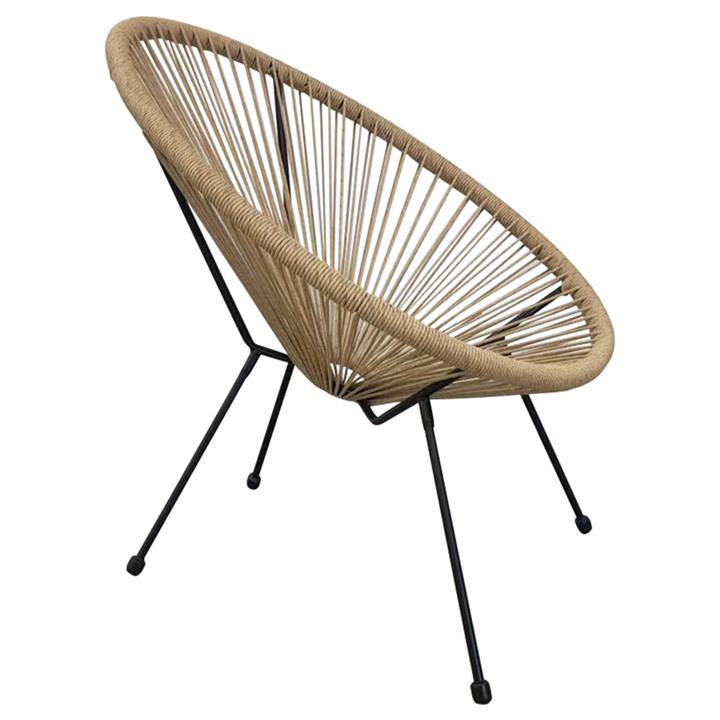 ARMCHAIR ACAPULCO PROFESSIONAL NEST-TYPE BLACK METAL & RATTAN NATURAL 71x73x77Hcm.HM5871.01