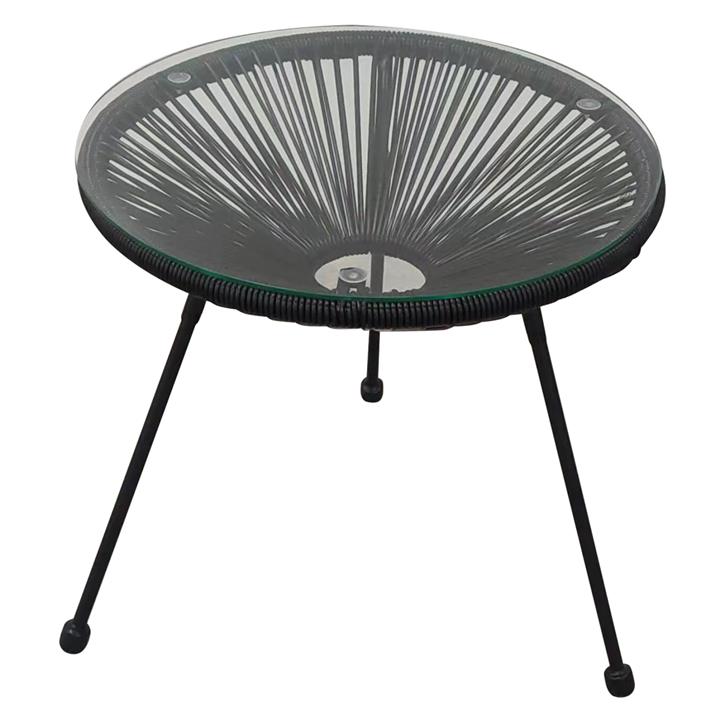 SIDE TABLE ALLEGRA PROFESSIONAL BLACK METAL AND BLACK RATTAN Φ45x45Hcm.HM5874.01