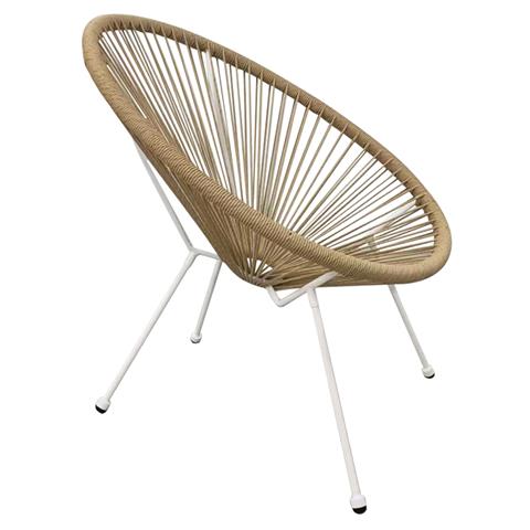 ARMCHAIR ACAPULCO PROFESSIONAL NEST-TYPE WHITE METAL & RATTAN NATURAL 71x73x77Hcm.HM5871.02