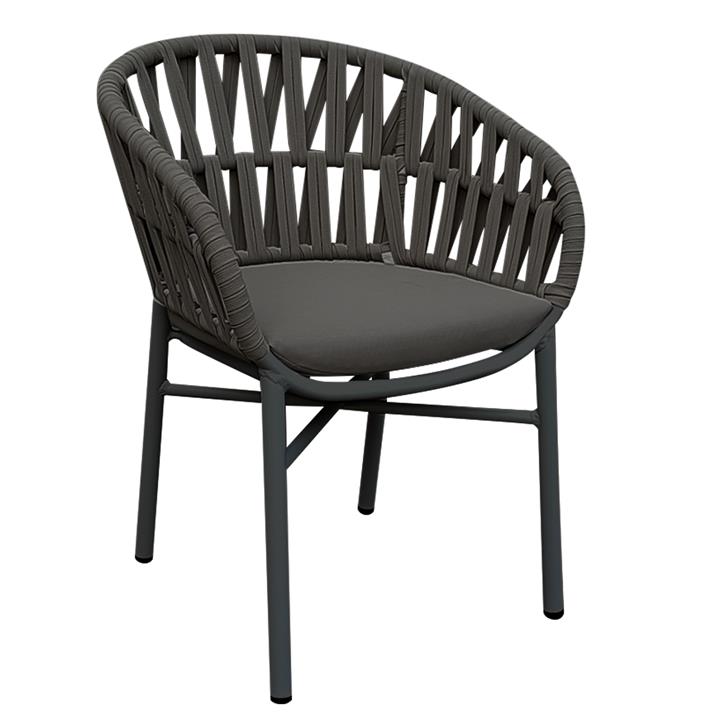 ARMCHAIR ALUMINUM DARK GREY WITH ROPE DARK GREY 58x57x78Η cm. HM5857.01