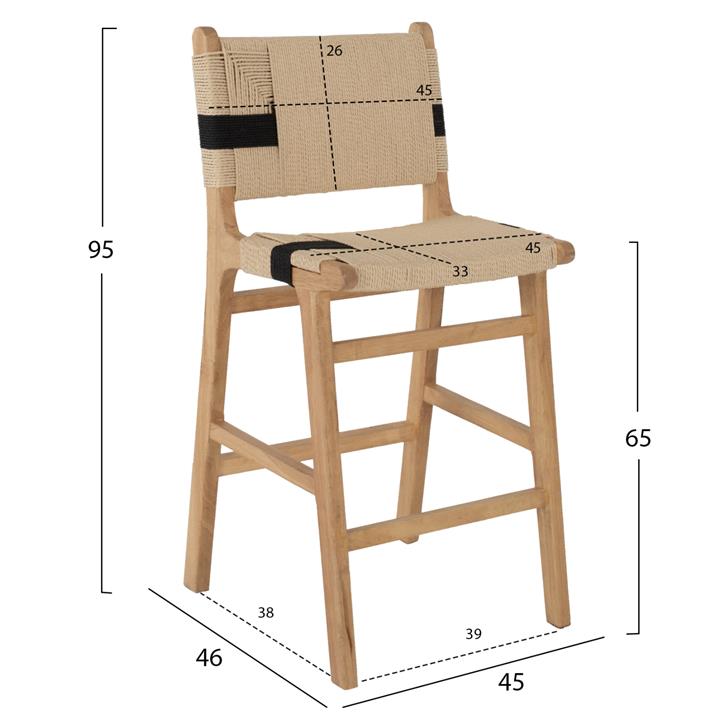 ΣΚΑΜΠΟ ΜΕΣΑΙΟΥ ΥΨΟΥΣ HM9325.01 RUBBERWOOD & ΣΧΟΙΝΙ- ΦΥΣΙΚΟ 45x46x95Υεκ.