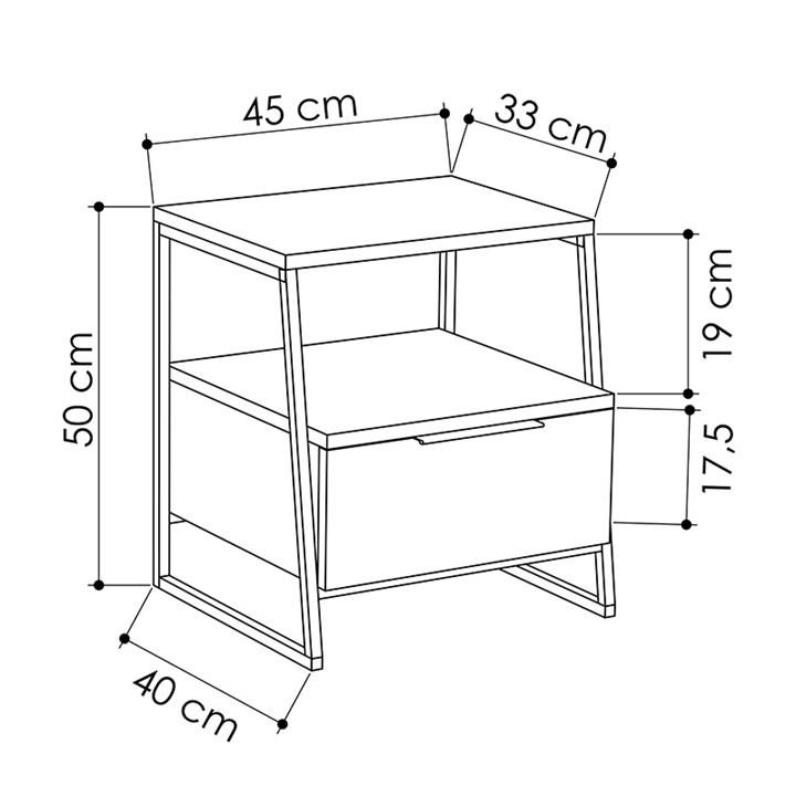 Κομοδίνο Johana pakoworld μαύρο-oak 45x40x50εκ