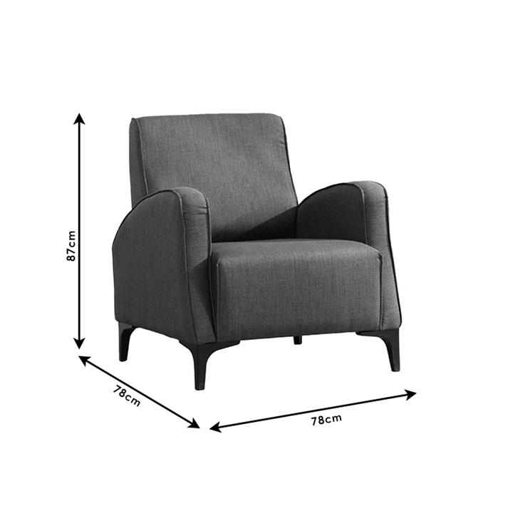 Armchair PWF-0566 pakoworld charcoal fabric 78x78x87cm