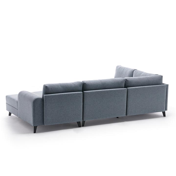 Versatile corner sofa-bed PWF-0534 pakoworld fabric light blue 300x202x78cm