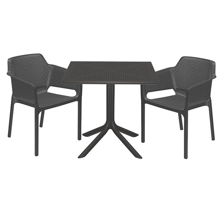 Garden dining set Groovy-Integral pakoworld set 3pieces PP dark grey 80x80x74,5cm