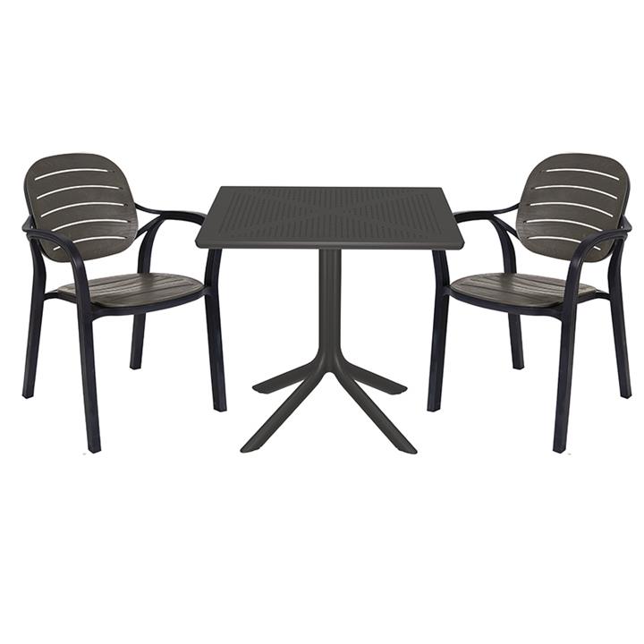 Garden dining set Groovy-Gentle pakoworld set 3pieces PP dark grey 80x80x74,5cm