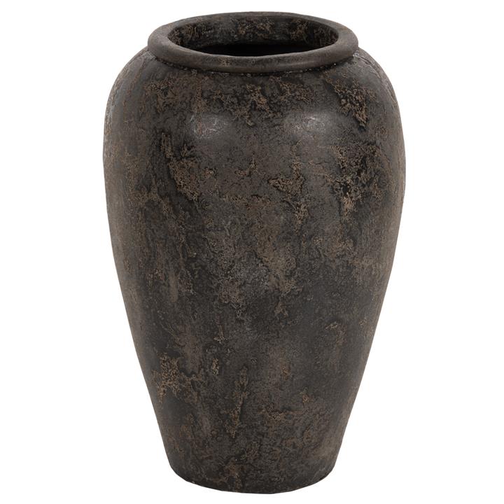 DECORATIVE FLOOR VASE ΗΜ7933 TERRACOTA IN BLACK COLORING Φ47x69Hcm.