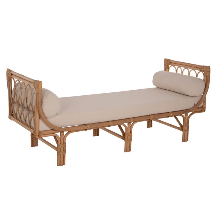 OUTDOOR LOUNGE SOFA CHARMELLA HM9659 NATURAL RATTAN-BEIGE CUSHIONS 187x69x76Hcm.