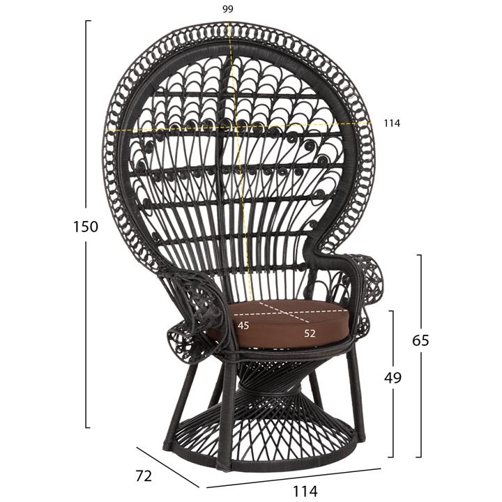 ΠΟΛΥΘΡΟΝΑ ROYAL PEACOCK HM9342.03 BAMBOO ΜΑΥΡΟ-ΜΑΞΙΛΑΡΙ ΚΑΦΕ 114x72x150Yεκ.