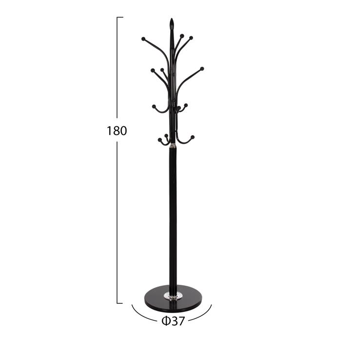 FLOOR STANDING HANGER HM9573.01 METALLIC 13 HANGING POSITIONS-BLACK Φ37x180Hcm.