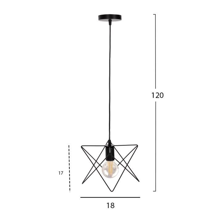 ΦΩΤΙΣΤΙΚΟ ΟΡΟΦΗΣ ΚΡΕΜΑΣΤΟ HM4075 ΜΑΥΡΟ ΜΕΤΑΛΛΙΚΟ ΚΑΠΕΛΟ 18x17x120Υεκ.