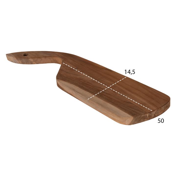 CUTTING BOARD FOR THE KITCHEN HM4289 TEAK WOOD IN NATURAL-HANGING HOLE-SLANTED HANDLE 14,5x50x2Hcm.