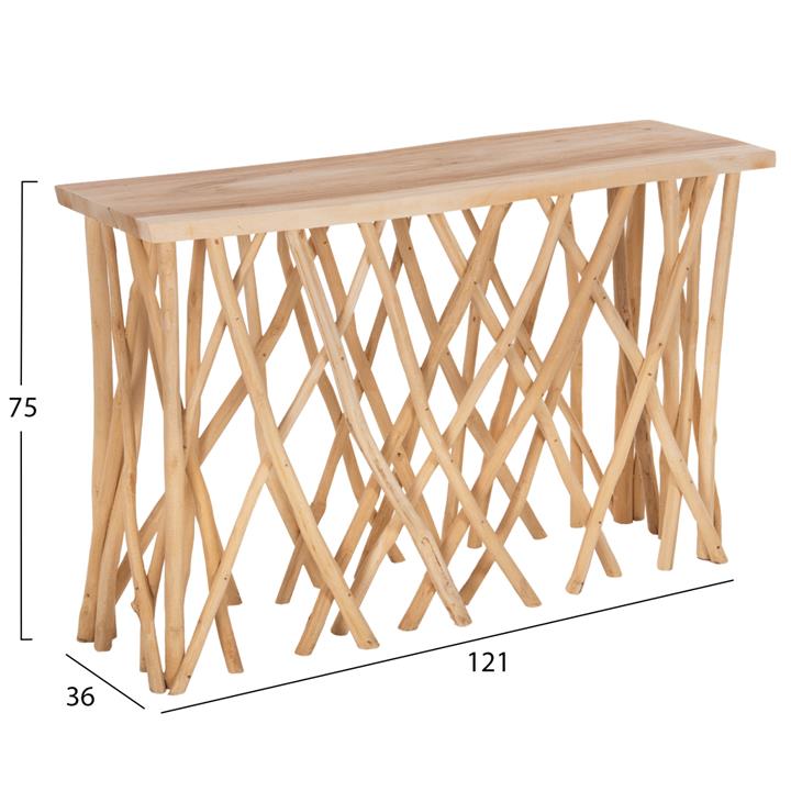 ΚΟΝΣΟΛΑ KRANT ΣΕ ΡΟΥΣΤΙΚ ΣΤΥΛ ΚΛΑΔΙΑ ΤEAK & 3εκ. ΕΠΙΦΑΝΕΙΑ 121X36X75Yεκ.HM9805