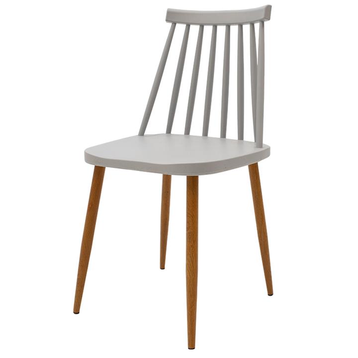 Chair Aurora pakoworld PP grey-natural leg 43x48x79cm