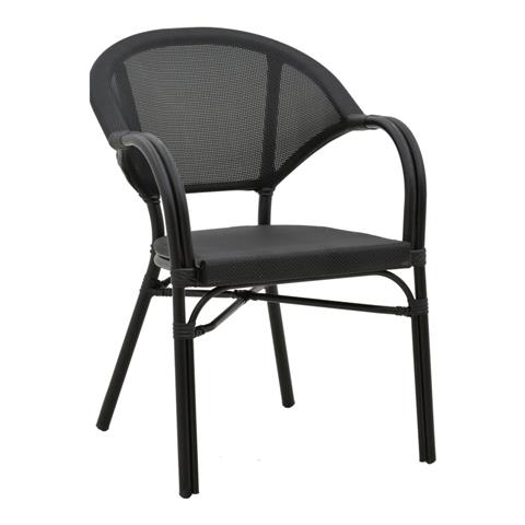 Garden chair Elyza  pakoworld black aluminum-black textilene 57x62x84cm