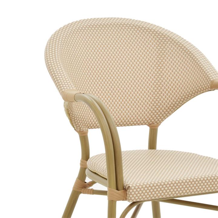 Garden armchair Elyza pakoworld gold aluminum-beige textilene 57x62x84cm