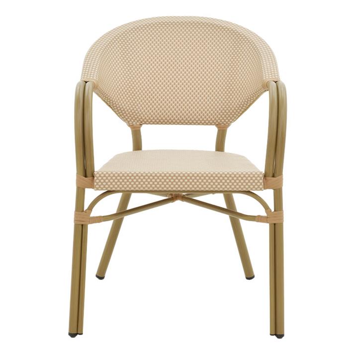 Garden armchair Elyza pakoworld gold aluminum-beige textilene 57x62x84cm