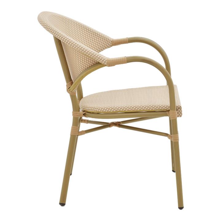 Garden armchair Elyza pakoworld gold aluminum-beige textilene 57x62x84cm