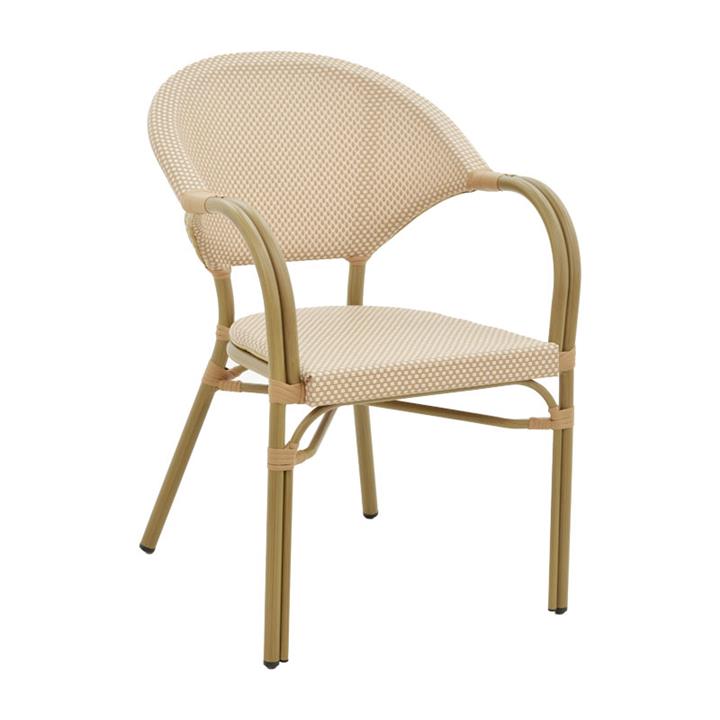 Garden armchair Elyza pakoworld gold aluminum-beige textilene 57x62x84cm