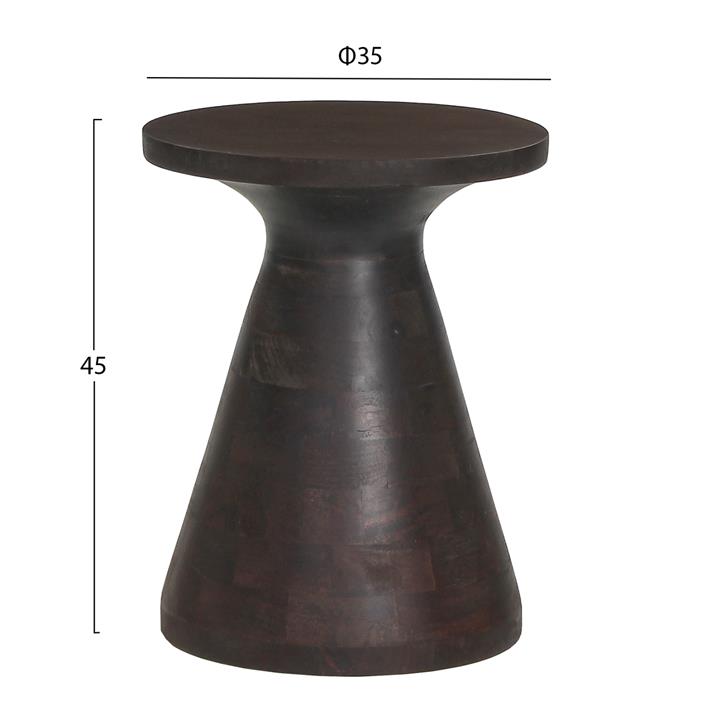 COFFEE TABLE ROUND FOSS HM9699 SOLID MANGO WOOD IN DARK BROWN Φ35x45Hcm.