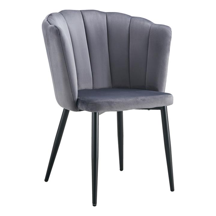 Esme chair pakoworld anthracite velvet-leg black metal 61x55x84cm