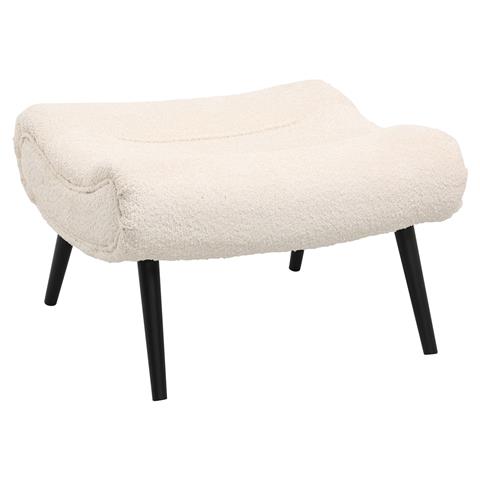 STOOL-FOOTREST KEMBA HM9606.06 ECRU BOUCLE FABRIC-BLACK WOODEN LEGS 68X58X40Hcm.