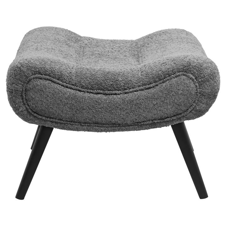 STOOL-FOOTREST KEMBA HM9606.01 GREY BOUCLE FABRIC-BLACK WOODEN LEGS 68X58X40Hcm.