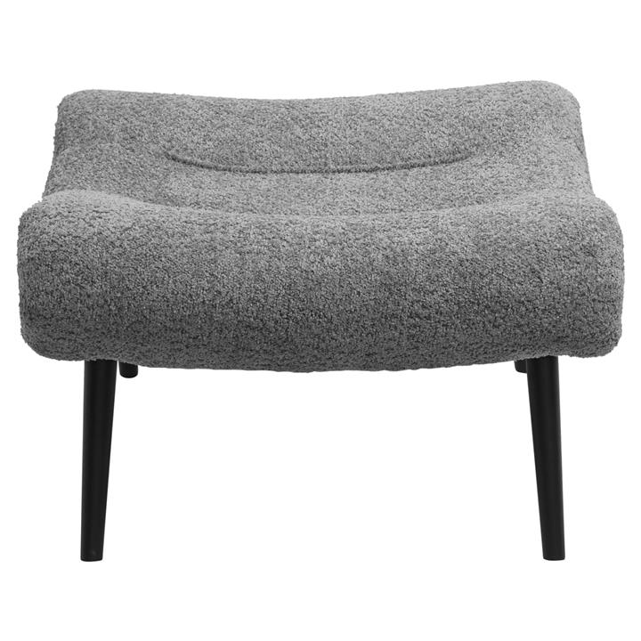 STOOL-FOOTREST KEMBA HM9606.01 GREY BOUCLE FABRIC-BLACK WOODEN LEGS 68X58X40Hcm.