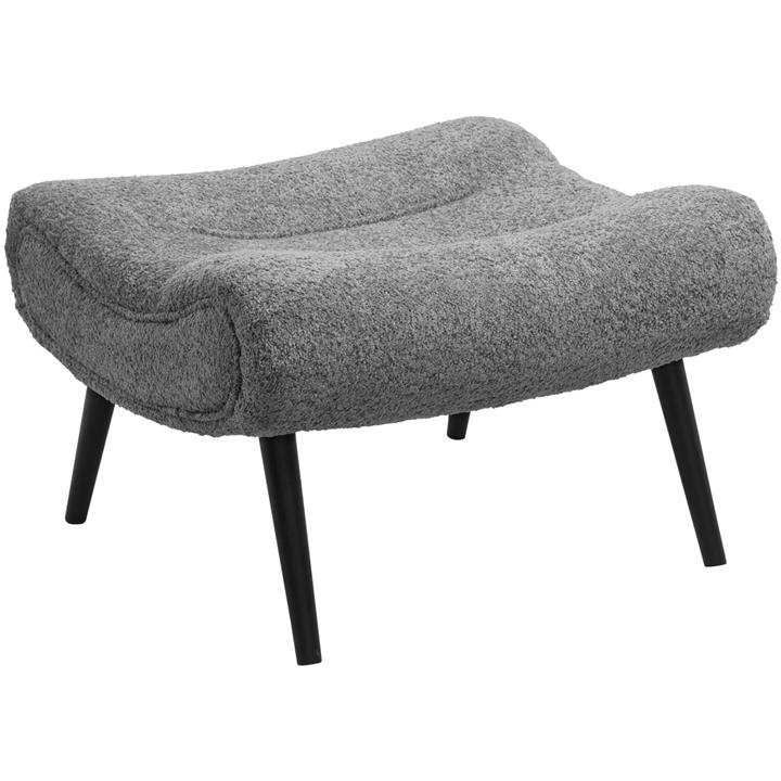 STOOL-FOOTREST KEMBA HM9606.01 GREY BOUCLE FABRIC-BLACK WOODEN LEGS 68X58X40Hcm.