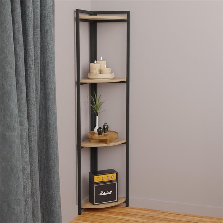 Floor corner shelf Byrk pakoworld oak-black melamine 30x30x160cm