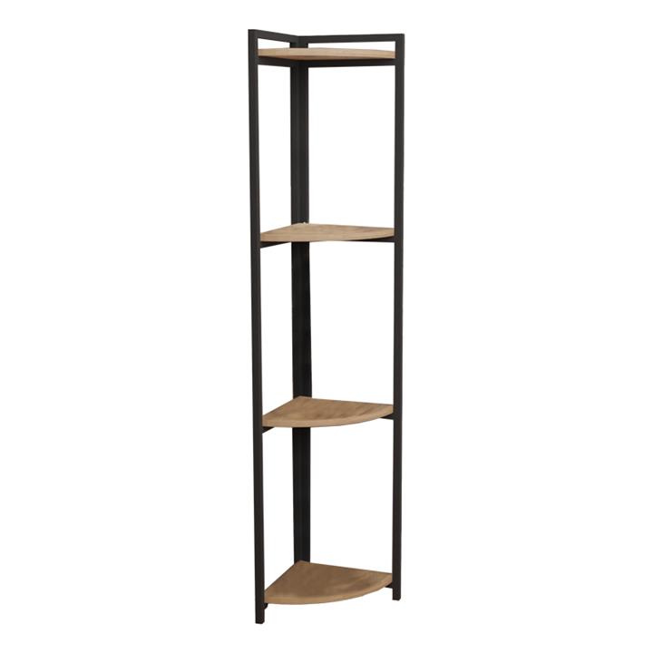 Floor corner shelf Byrk pakoworld oak-black melamine 30x30x160cm