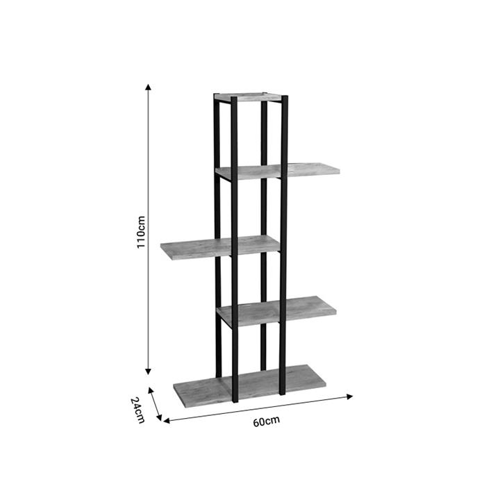 Επιδαπέδια ραφιέρα Ploko pakoworld oak-μαύρο μελαμίνης 60x24x110εκ