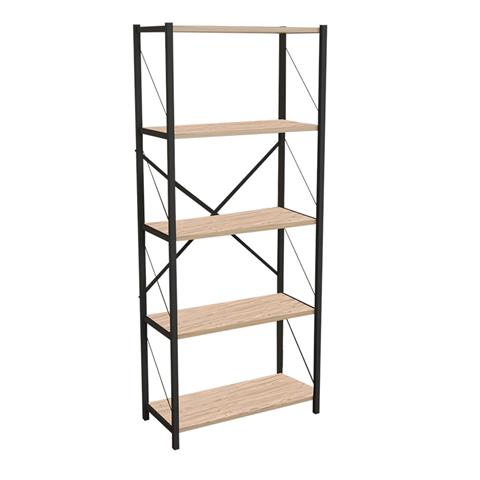 Bookcase Draizy pakoworld oak-black melamine 60x30x150cm