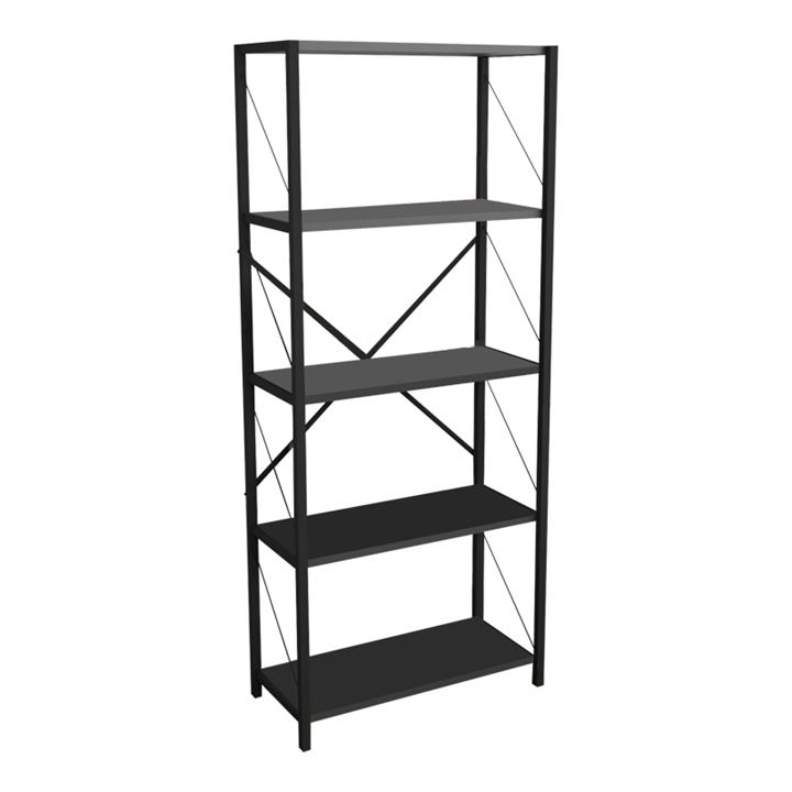 Bookcase Draizy pakoworld anthracite-black melamine 60x30x150cm