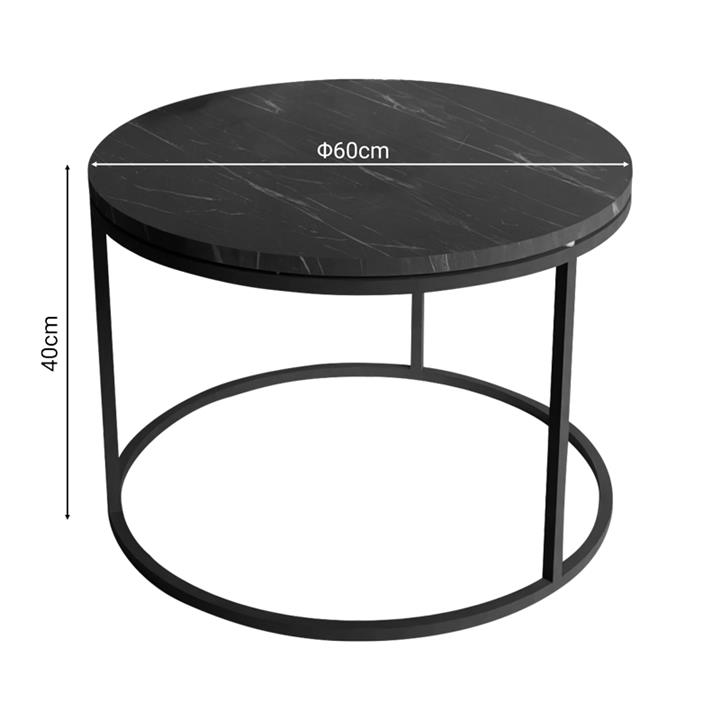 Coffee table Drion pakoworld black marble melamine-black metal D60x40cm