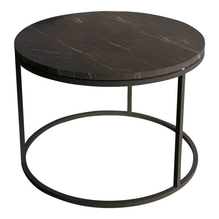 Coffee table Drion pakoworld black marble melamine-black metal D60x40cm