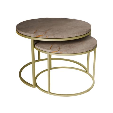 Coffee tables Solme pakoworld set 2pcs grey marble melamine-gold metal